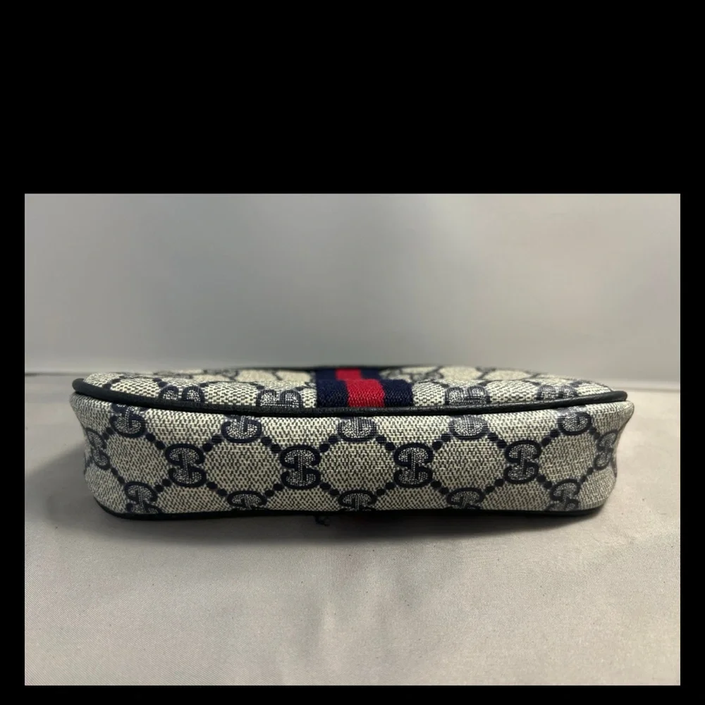 Gucci Monogram Pouch with Red and Blue Accent